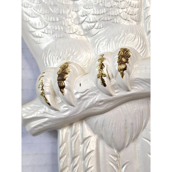 Vintage Chalkware White Owl Wall Plaques Hand-Painted Retro Mid Century Decor - Picture 11 of 12